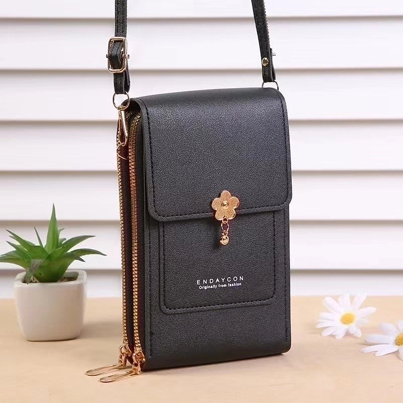 Women's Pu Leather Solid Color Minimalist Square Zipper Phone Wallets