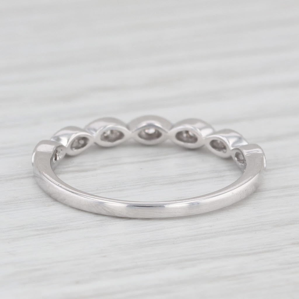 0.10ctw Diamond Wedding Band 10k White Gold Stackable Ring Size 6.5