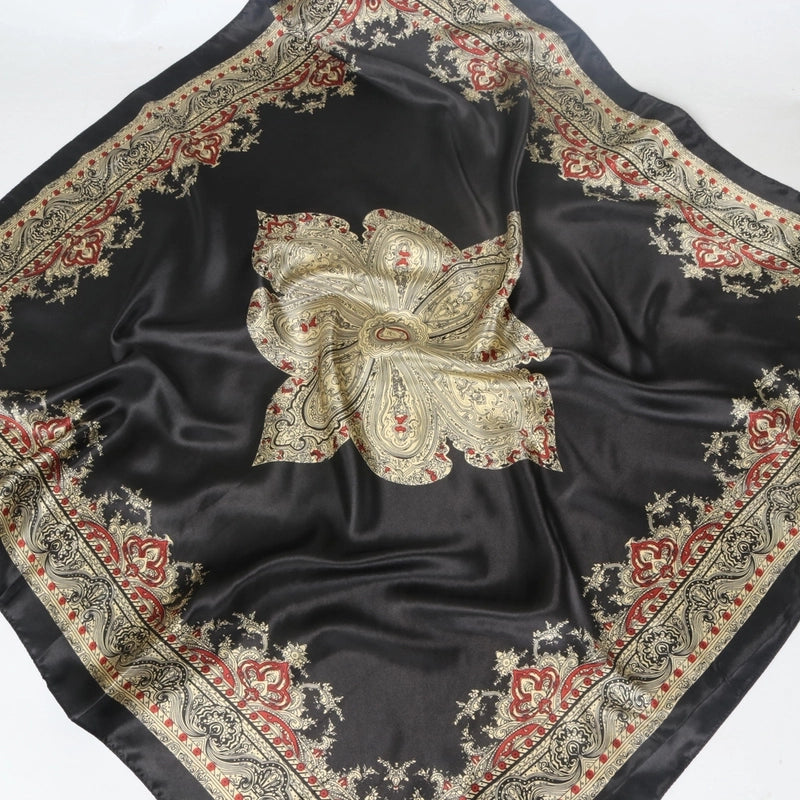 Women's Vintage Style Ethnic Style Printing Polyester Satin Silk Scarf Kerchief