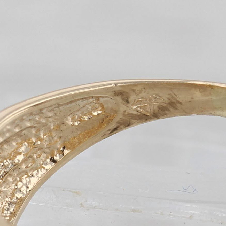 Layered Stacked Band 0.10ctw Diamond Bamboo Ring 14k Yellow Gold Size 5.75