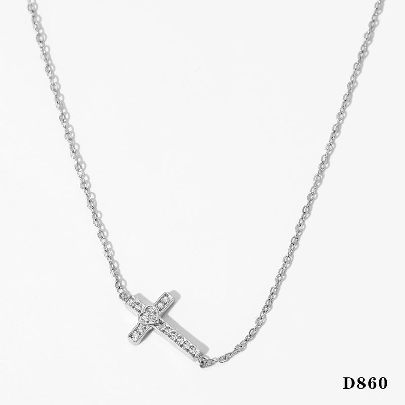 Modern Style Artistic Cross 304 Stainless Steel 16K Gold Plated White Gold Plated Necklace