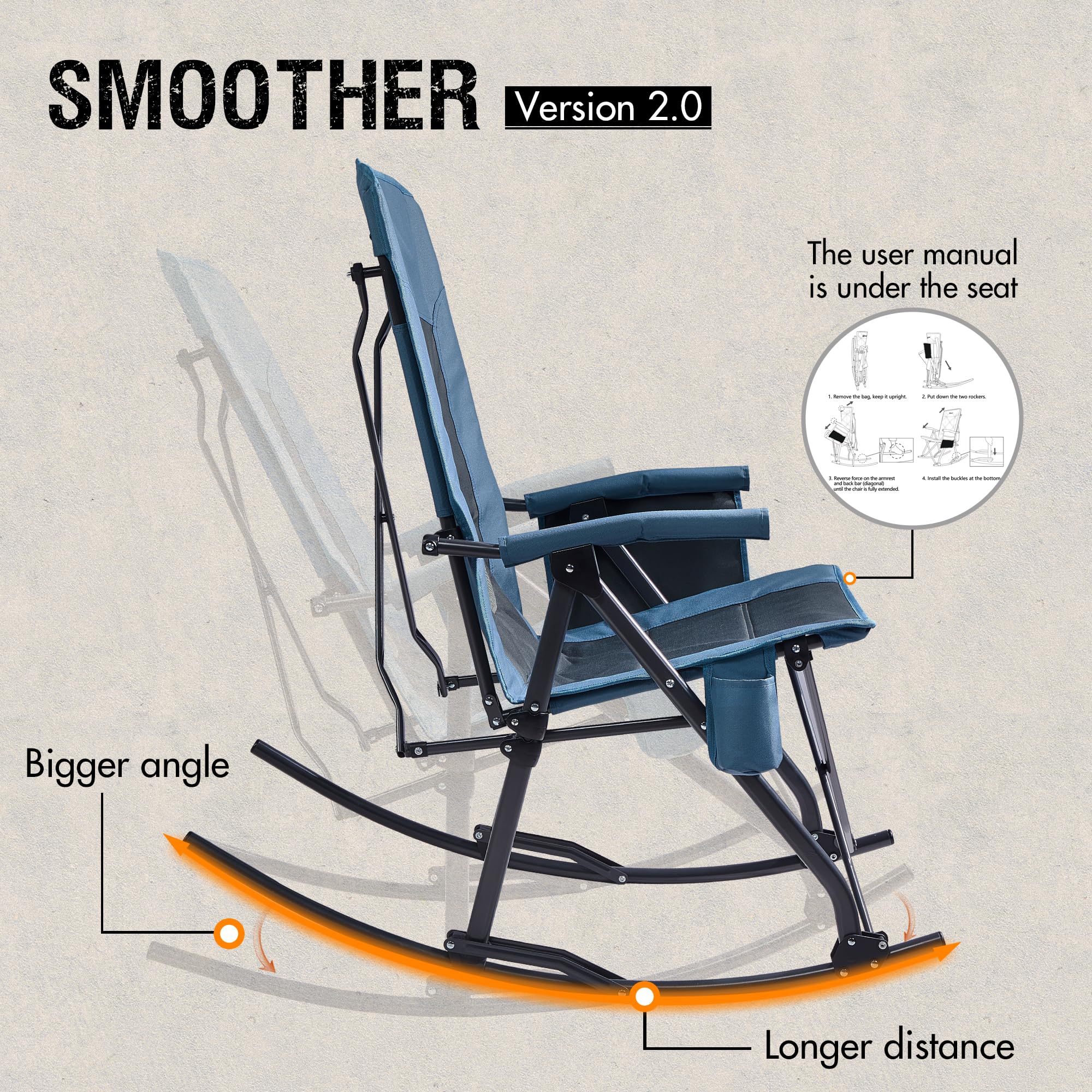 💥 Last Day Buy 2 Get 2 Free💥Extra large folding outdoor rocking chair, supports 400 lbs