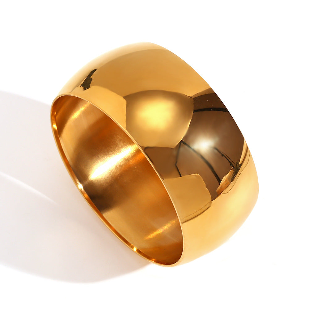 Fashion Round Stainless Steel 18K Gold Plated Bangles