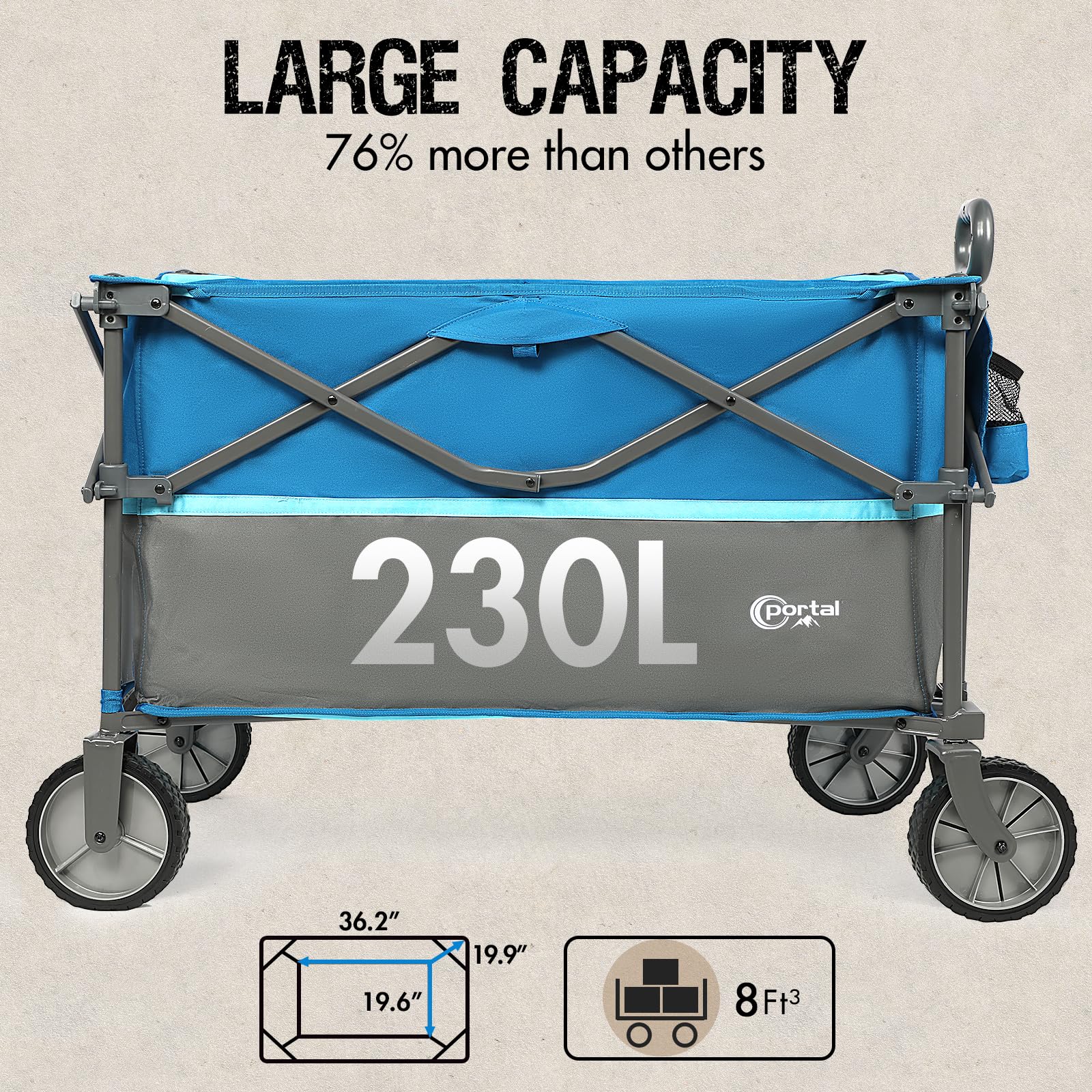 💥 Last Day Buy 2 Get 70% OFF💥PORTAL Folding Utility Wagon Collapsible Cart, 220lbs weight capacity