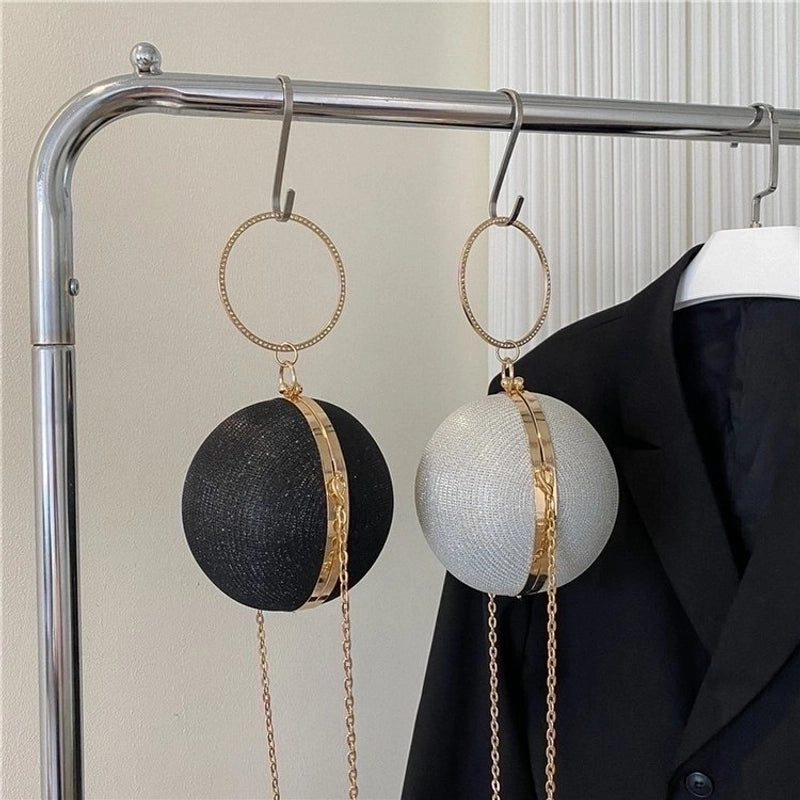 Silver Champagne Black Arylic Solid Color Spherical Evening Bags