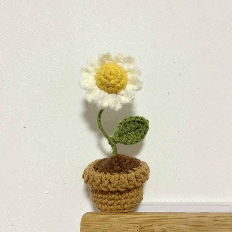 Handmade knitted flowers