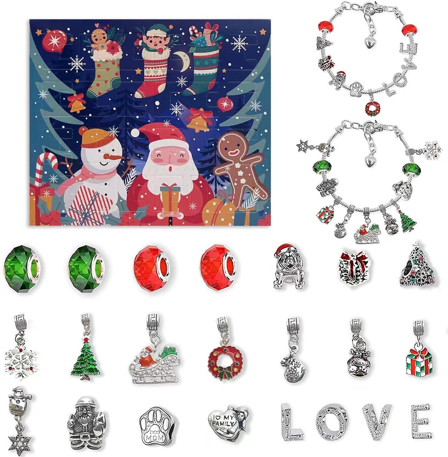 (🎁Early Christmas Sale- 48% OFF🎁) 24 Days Countdown Calendar DIY Christmas Advent Calendar Bracelets Set - Buy 2 Get EXTRA  10％  OFF  & FREE SHIPPING