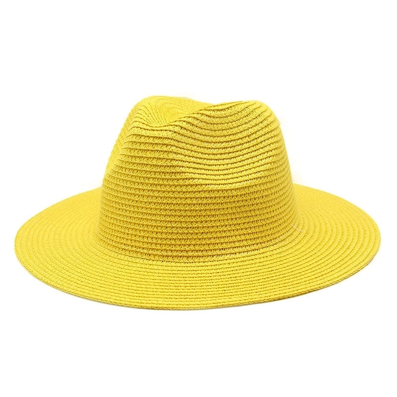 Unisex Minimalist Solid Color Flat Eaves Fedora Hat