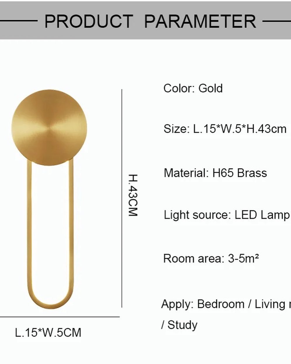 Modern LED Gold Wall Sconce for Living Room