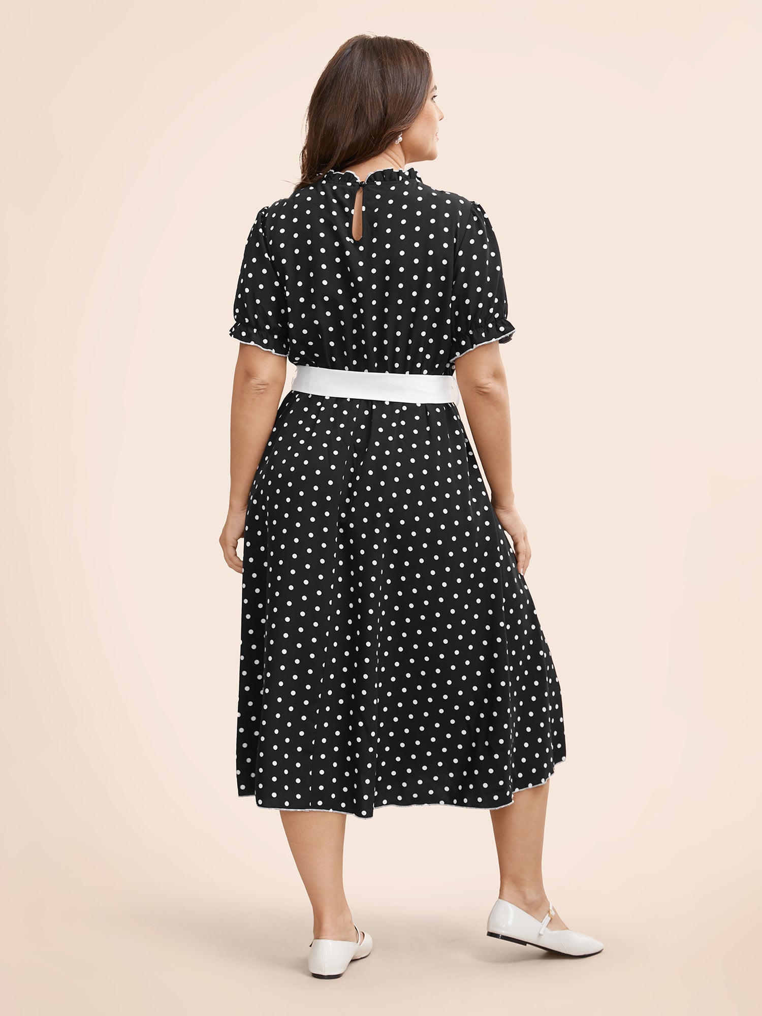 Bow Polka Dot Midi Dress