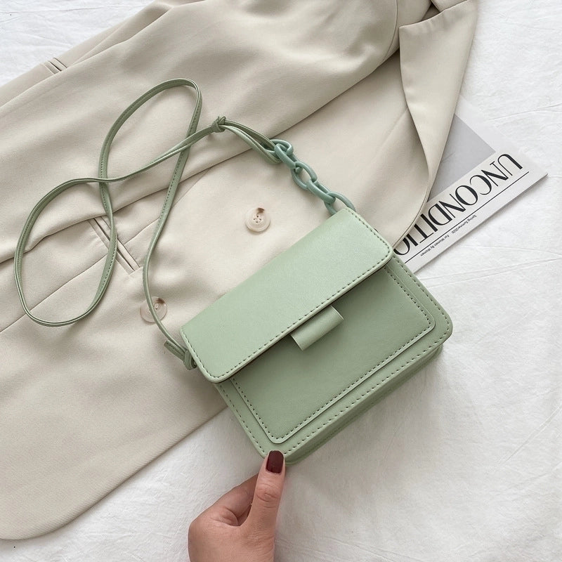 Women's Small Pu Leather Solid Color Streetwear Square Flip Cover Crossbody Bag