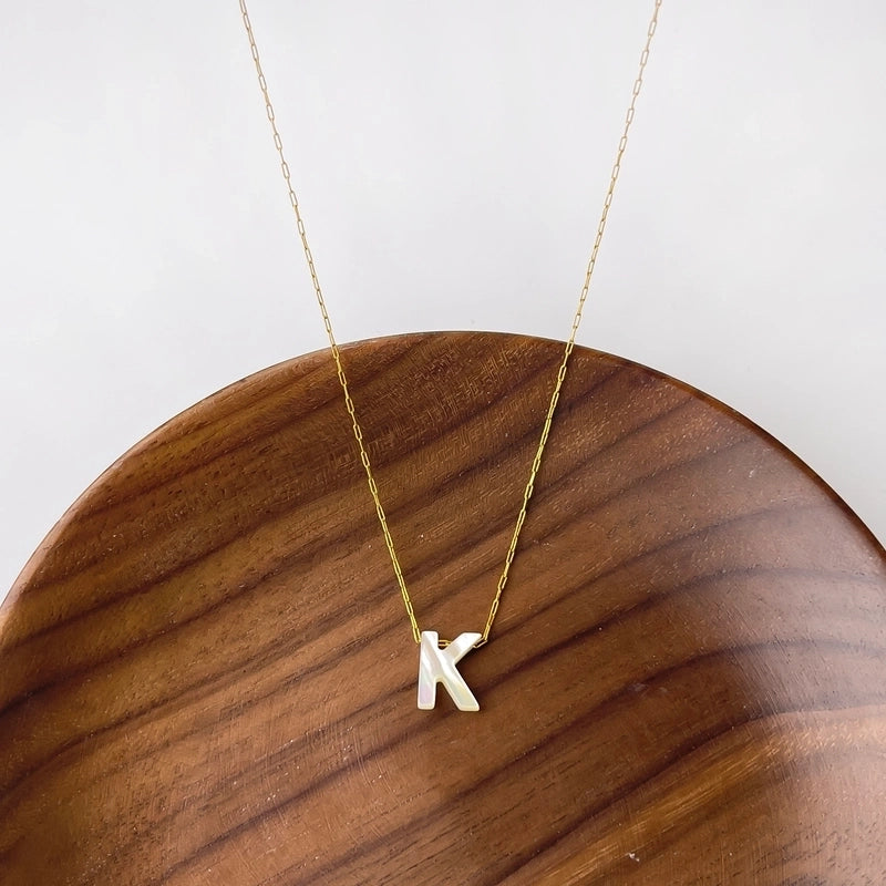 316L Stainless Steel  18K Gold Plated Minimalist Irregular Letter Shell Pendant Necklace