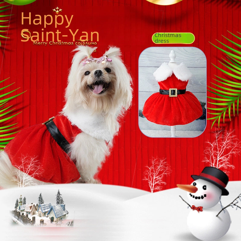 Pet Christmas Clothes Winter Old Man Classic Dog Clothes Christmas Dress Winter New Year Clothes Holiday One Piece