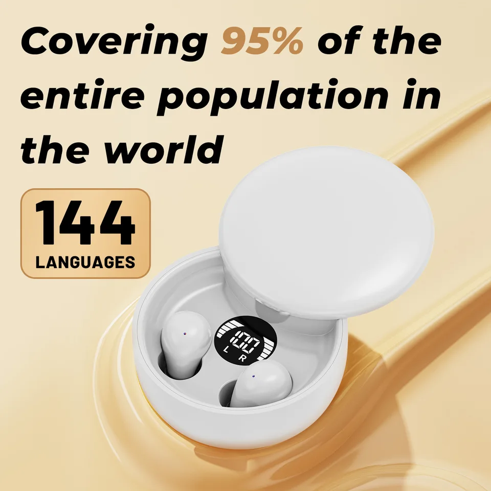 AI Translation Wireless Headphones 5.4 Bluetooth Earphones Sleeping Invisible Earbuds Noise Reduction Bass Headset Sliding Cover