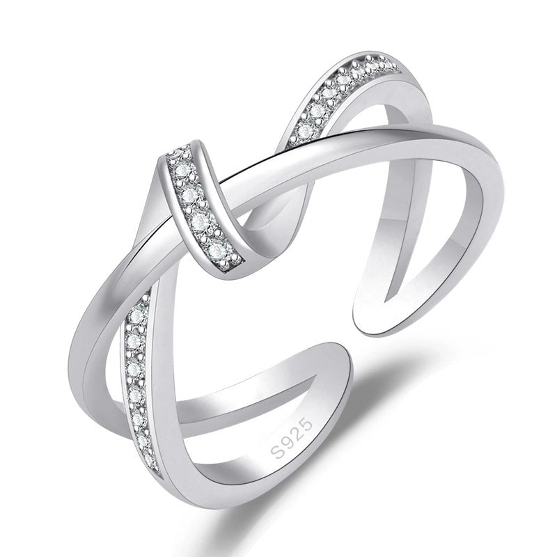 Minimalist Solid Color Copper Plating Inlay Artificial Diamond Rings 1 Piece