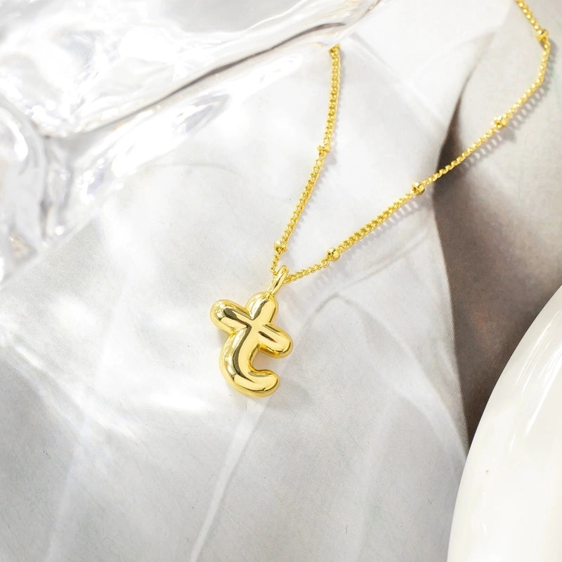 Minimalist Streetwear Letter Copper K Gold Plated Pendant Necklace