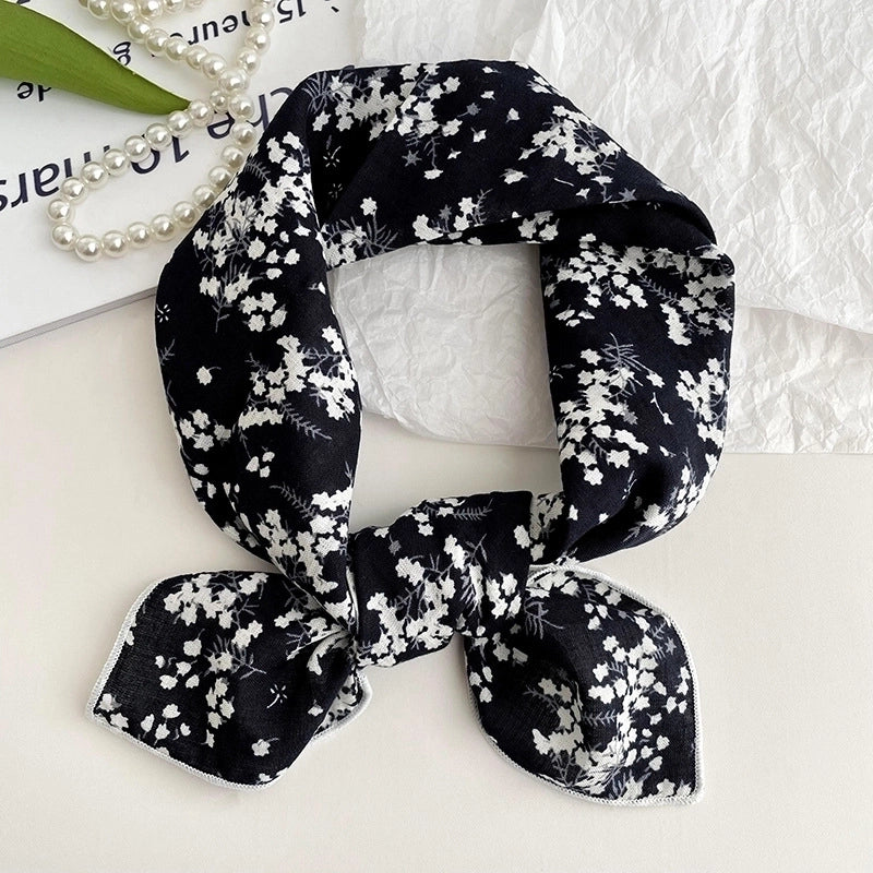 Women's Sweet Minimalist Color Block Cotton And Linen Printing Scarf