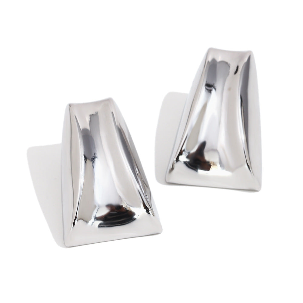 Vintage Stainless Steel 18K Gold Plated O-Shaped Hollow Pumpkin Trapezoidal Pearl Bow Earrings For Women