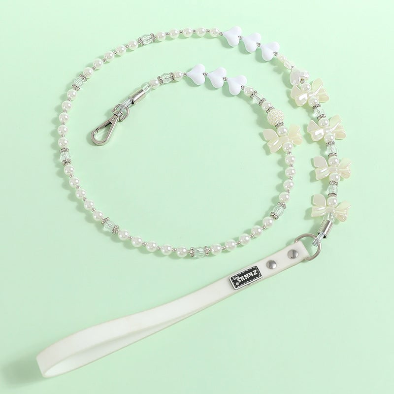 Jeweled Pearl Decor Dog Collar&Leash