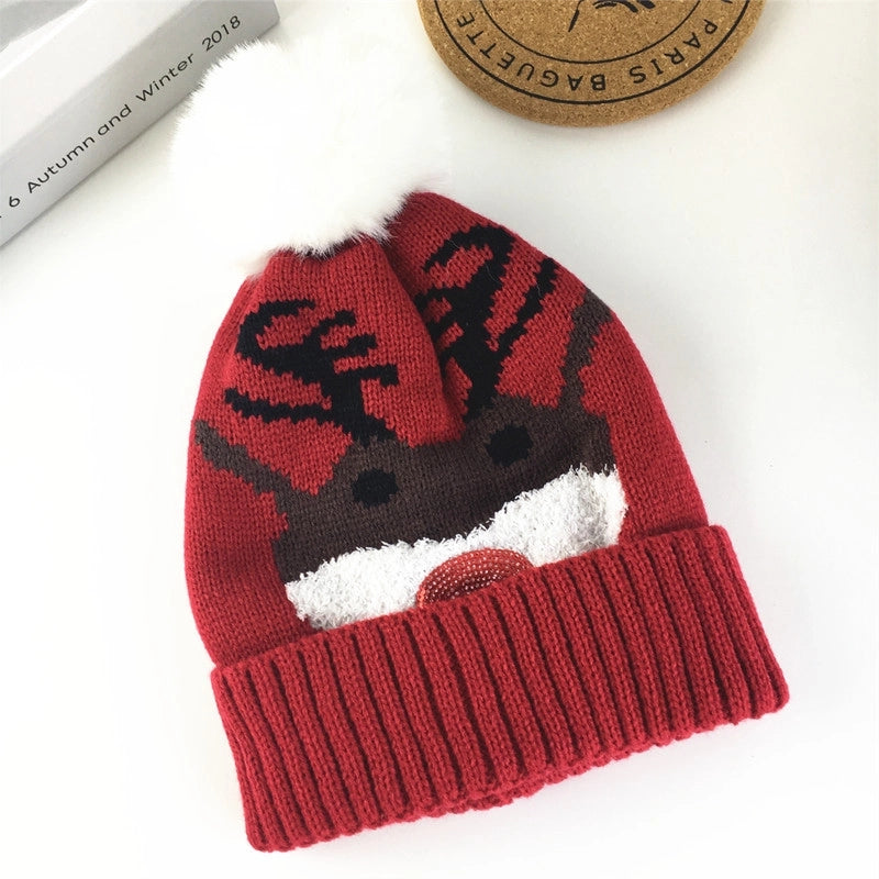 Unisex Cartoon Style Cute Santa Claus Elk Eaveless Wool Cap