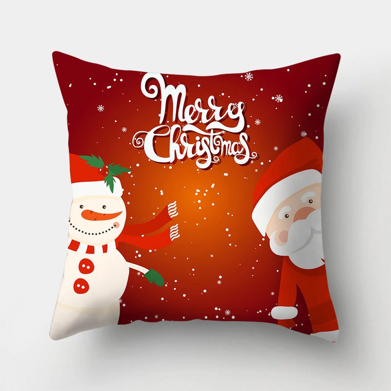 Christmas Minimalist Santa Claus Gift Box Snowman Fibre Peach Skin Pillow Cases Couch & Sofa Decor