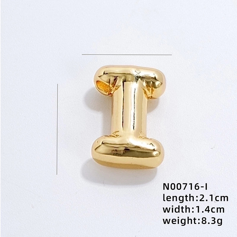304 Stainless Steel Copper Gold Plated IG Style Minimalist Polishing Plating Letter Charms