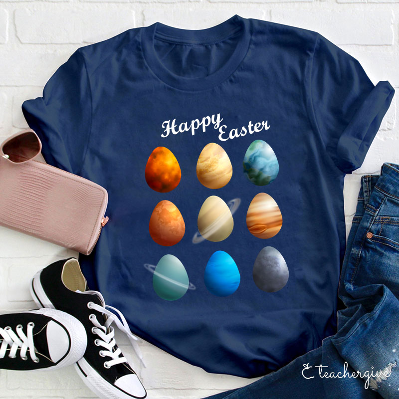 Happy Easter Planets Teacher T-Shirt