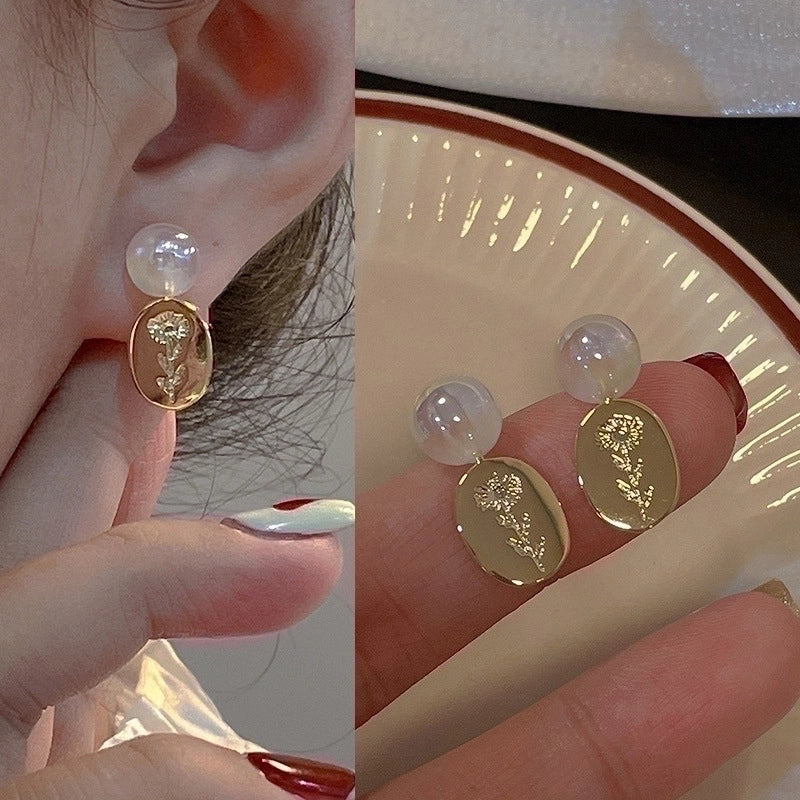 2 Pieces Fashion Heart Shape Flower Copper Beaded Plating Inlay Pearl Zircon Earrings Ear Studs 1 Pair