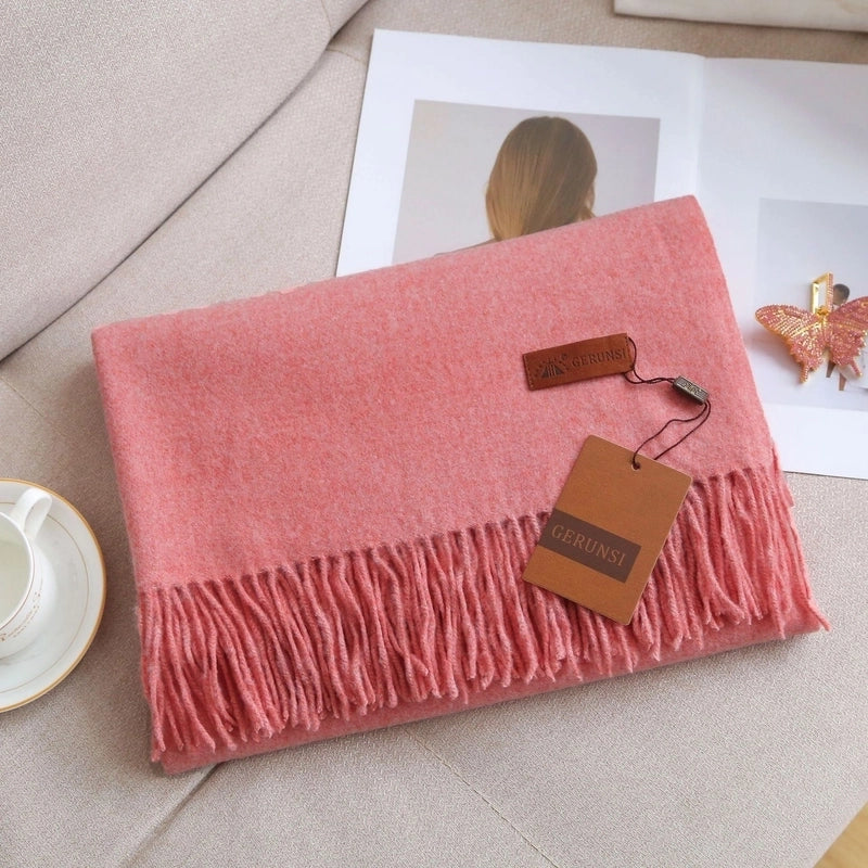 Unisex Retro Preppy Style Solid Color Imitation Cashmere Tassel Scarf