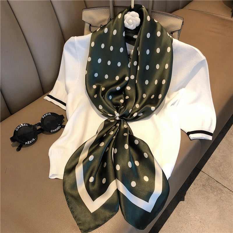 Women's Elegant Business Polka Dots Polyester Printing Silk Scarf