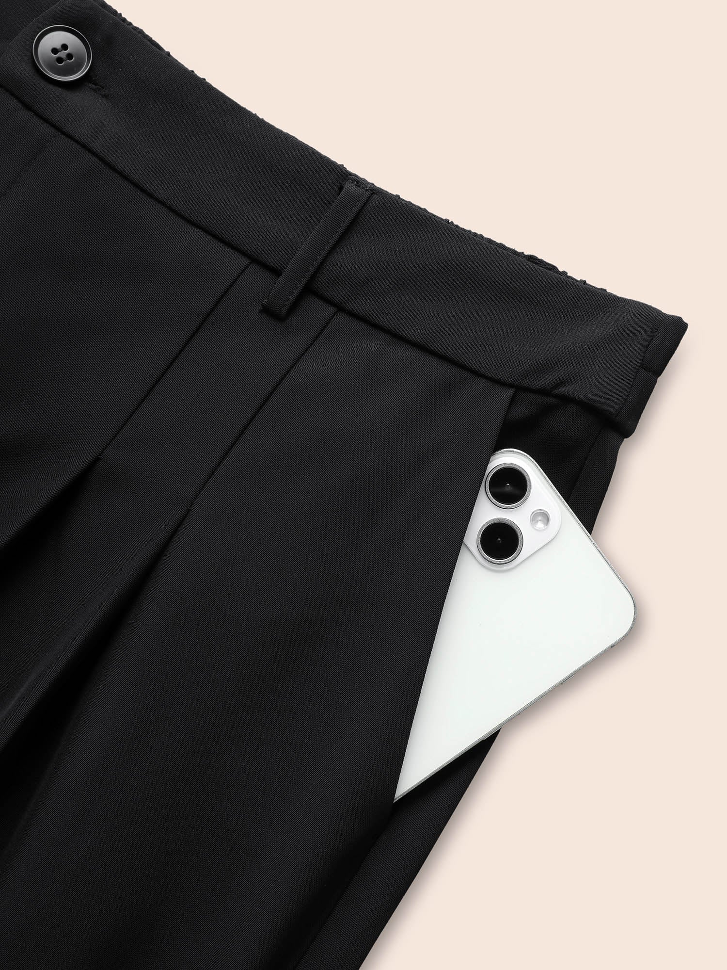Stretch Woven Pleated Elastic Waist Pants