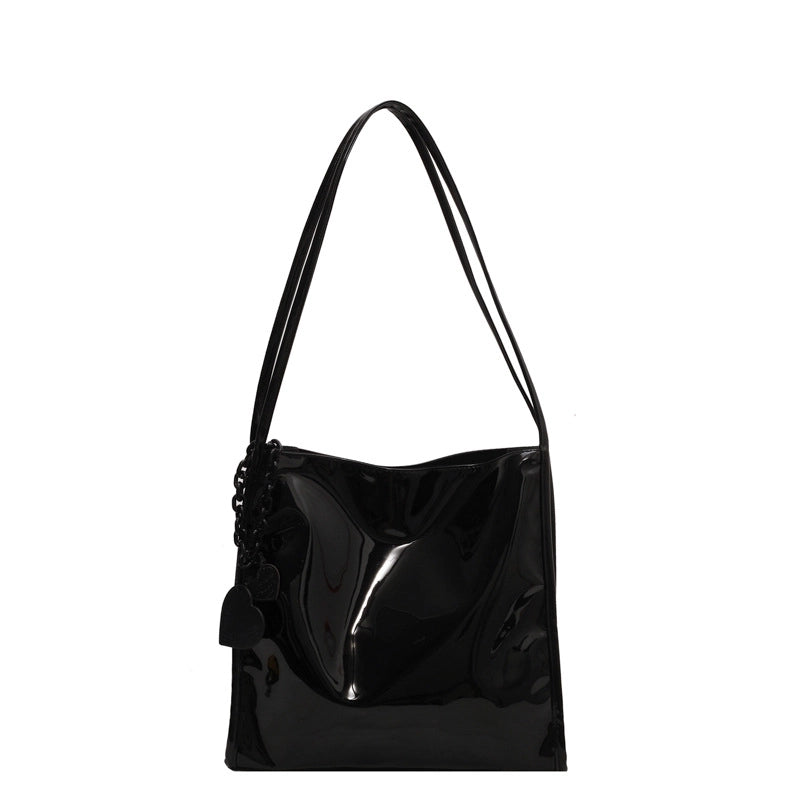 Women's Large Pu Leather Solid Color Streetwear Square Magnetic Buckle Tote Bag