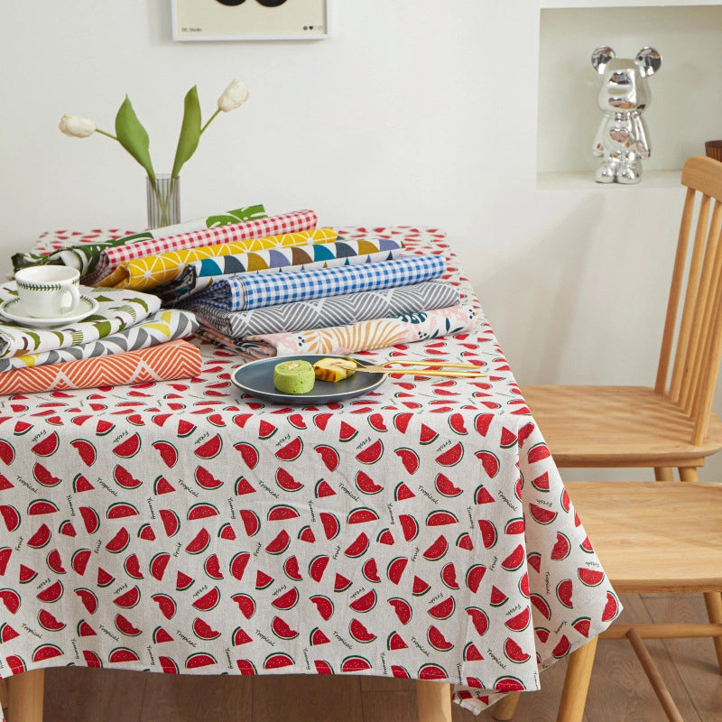 Modern Style Minimalist Stripe Tree Watermelon Polyester Cotton Polyester Tablecloths