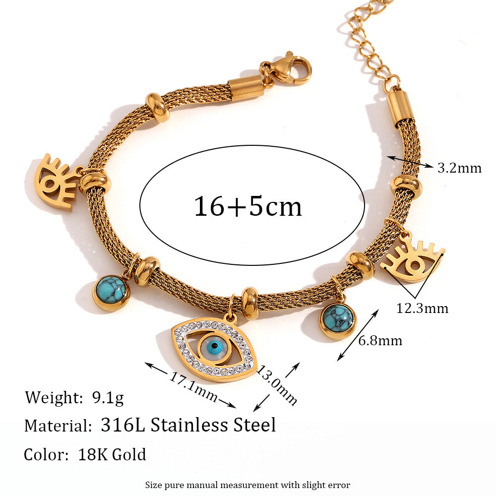 Fashion Eye Geometric Stainless Steel 18K Gold Plated Necklaces