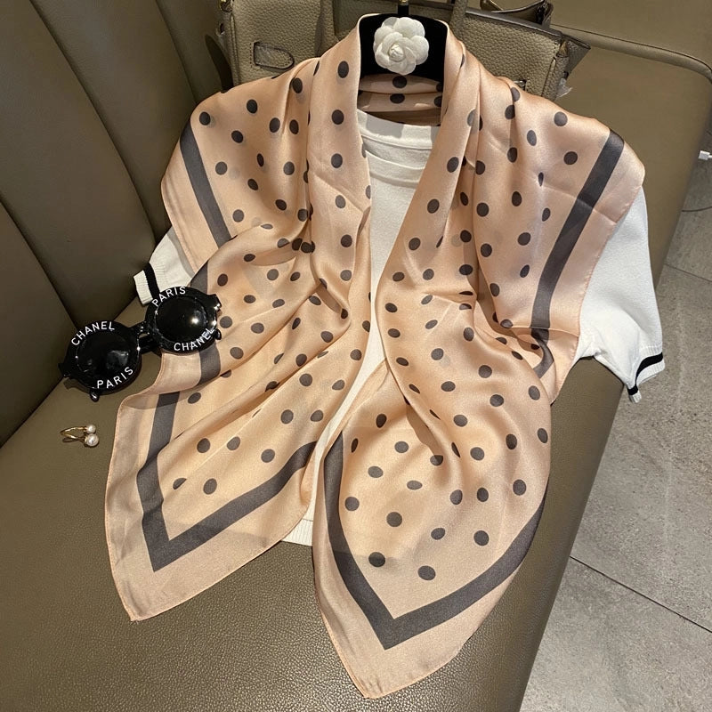 Women's Elegant Business Polka Dots Polyester Printing Silk Scarf