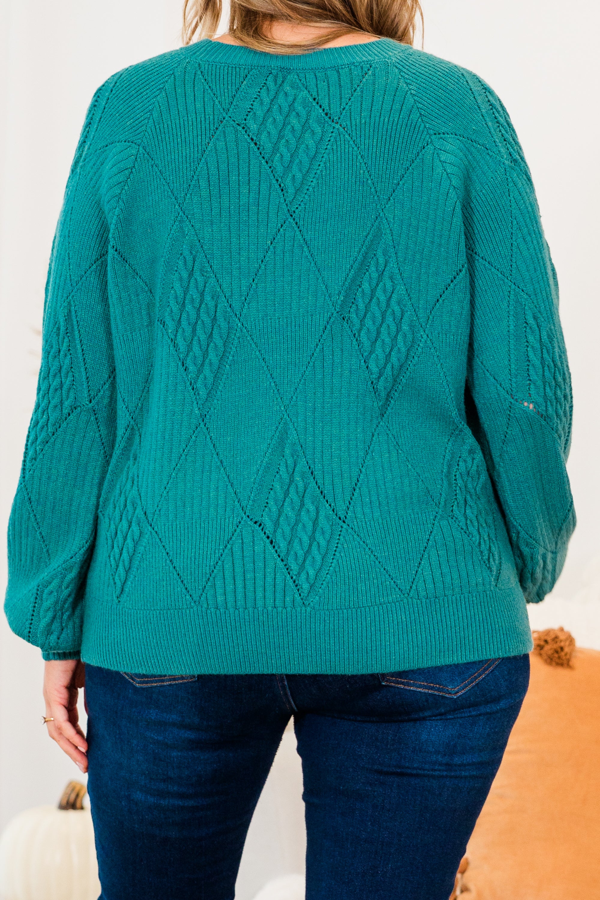 Open My Heart Sweater. Dark Turquoise