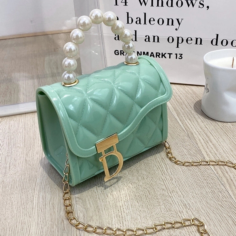 Women's Small Pvc Solid Color Fashion Square Lock Clasp Handbag Crossbody Bag Jelly Bag