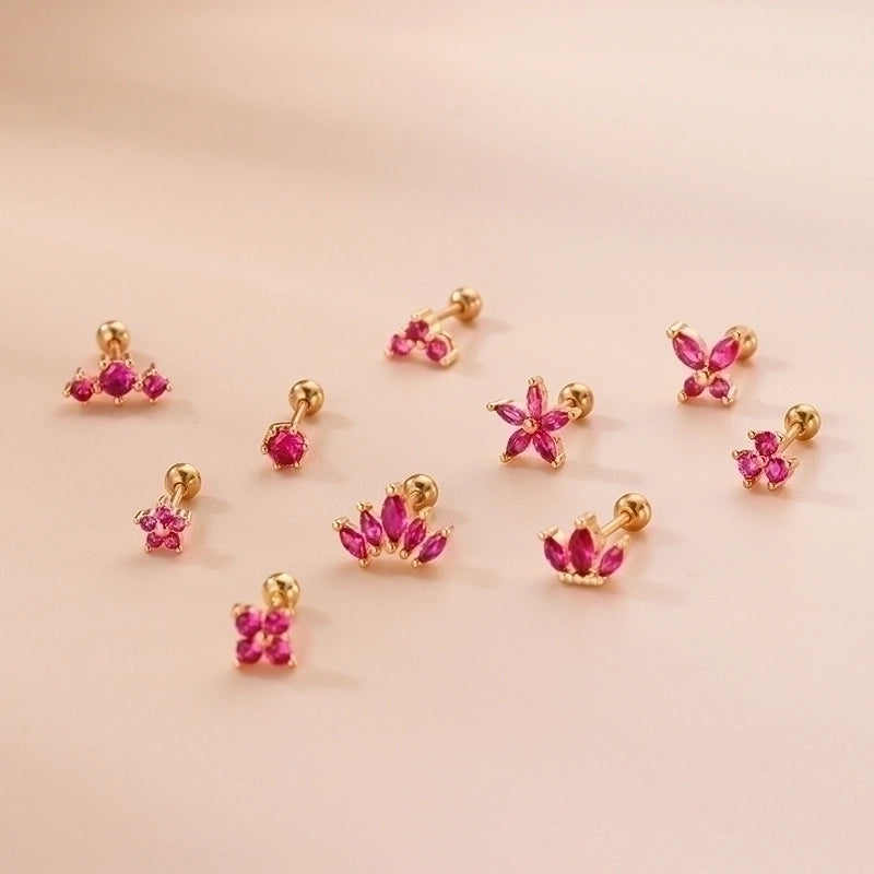 1 Piece Ear Cartilage Rings & Studs Fashion Flower 316L Stainless Steel  Copper Plating Inlay Zircon