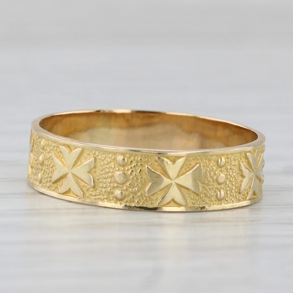 Vintage Maltese Cross Ring 18k Yellow Gold Size 7 Band Wedding