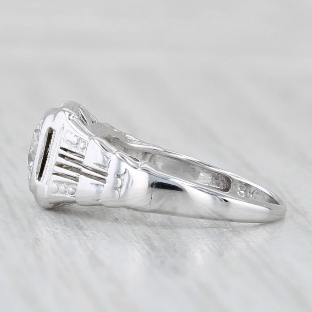 Vintage 0.30ct Diamond Round Solitaire Engagement Ring 18k White Gold Size 2