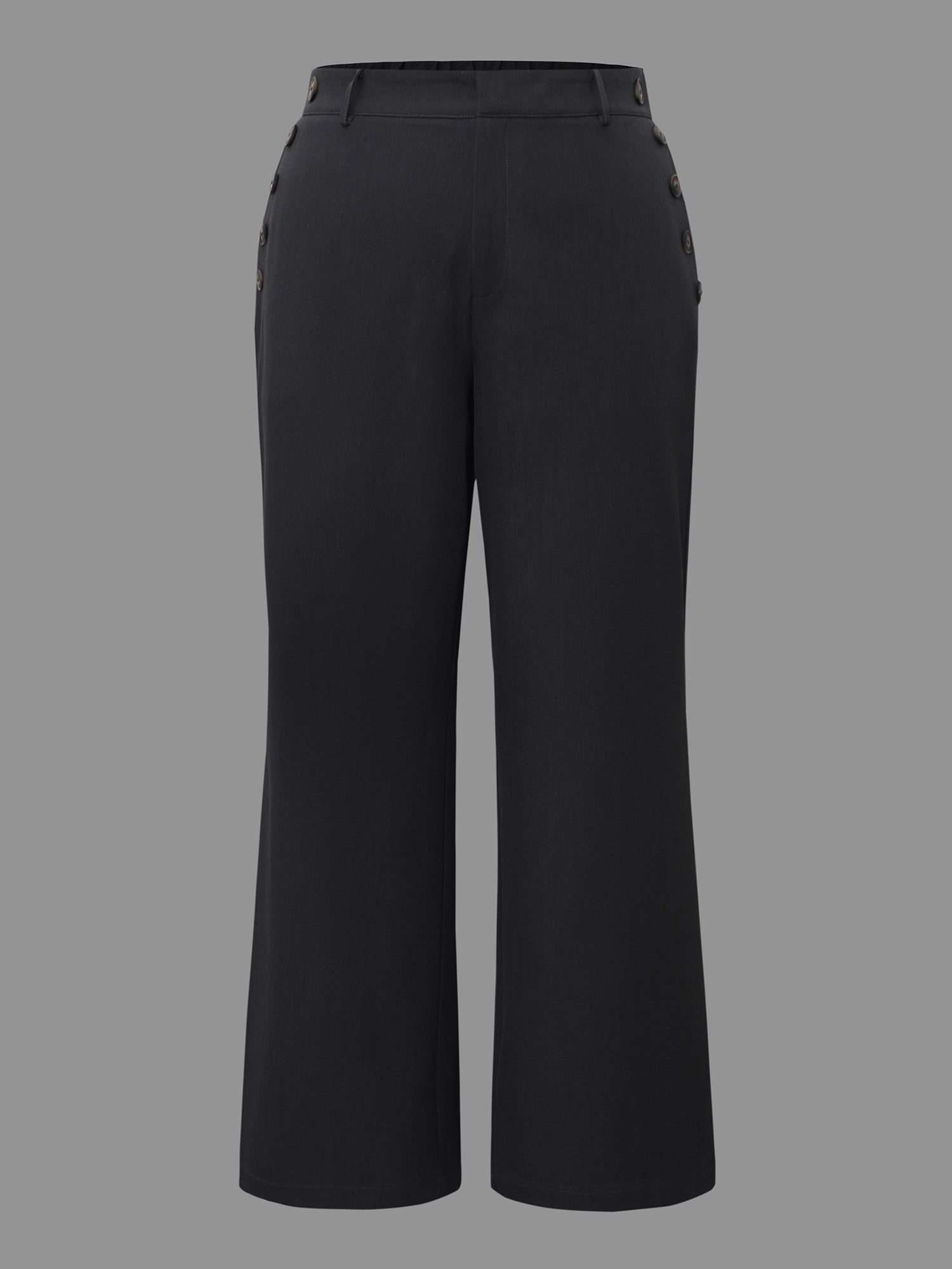 Stretchy Woven Button Detail Bootcut Pants