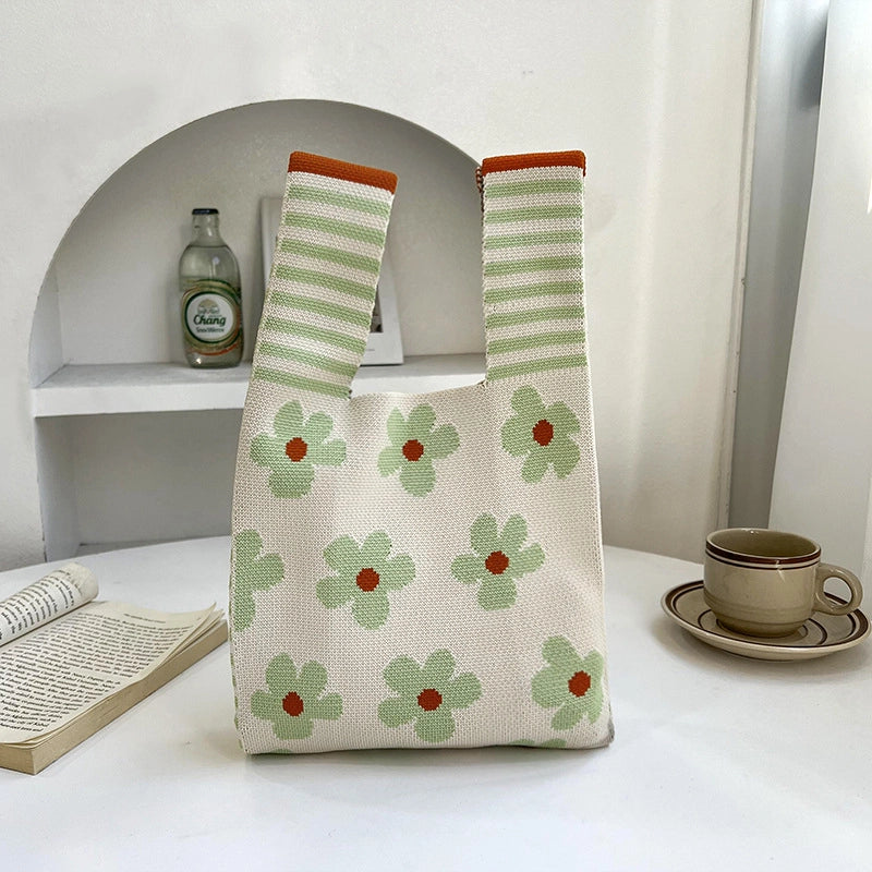 Women's Medium Polyester Flower Basic Vintage Style Square Open Shopping Bags