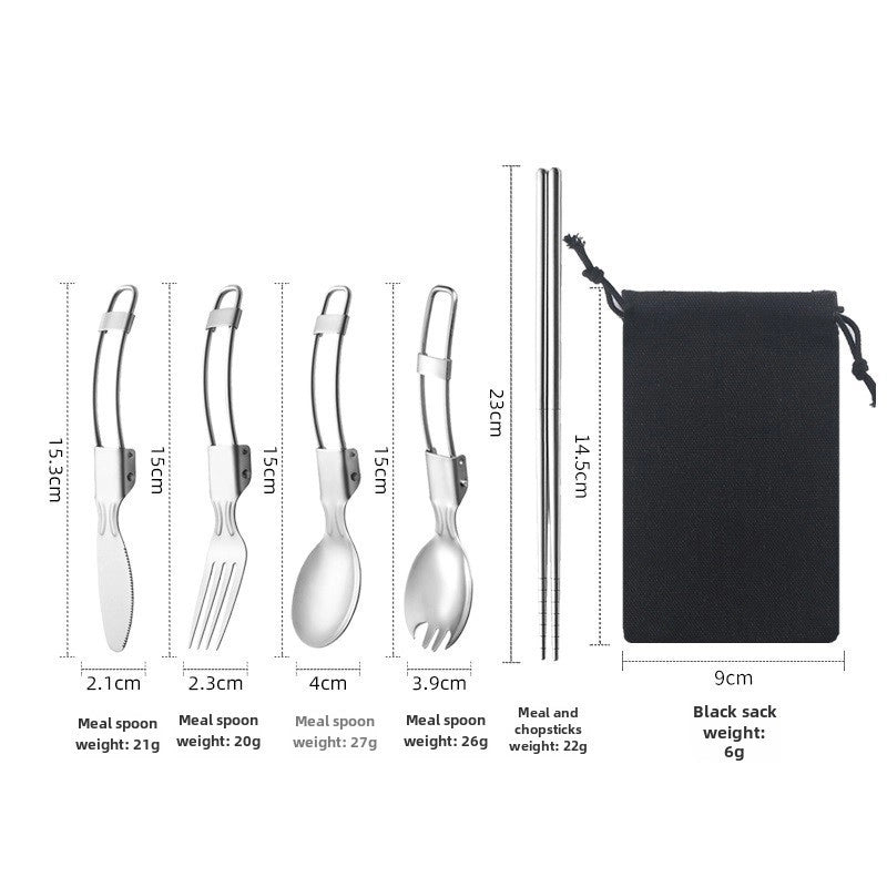 304 Folding Tableware Suit Salad Spoon Fork Chopsticks Folding Spoon Outdoor Picnic Travel Portable Foldable
