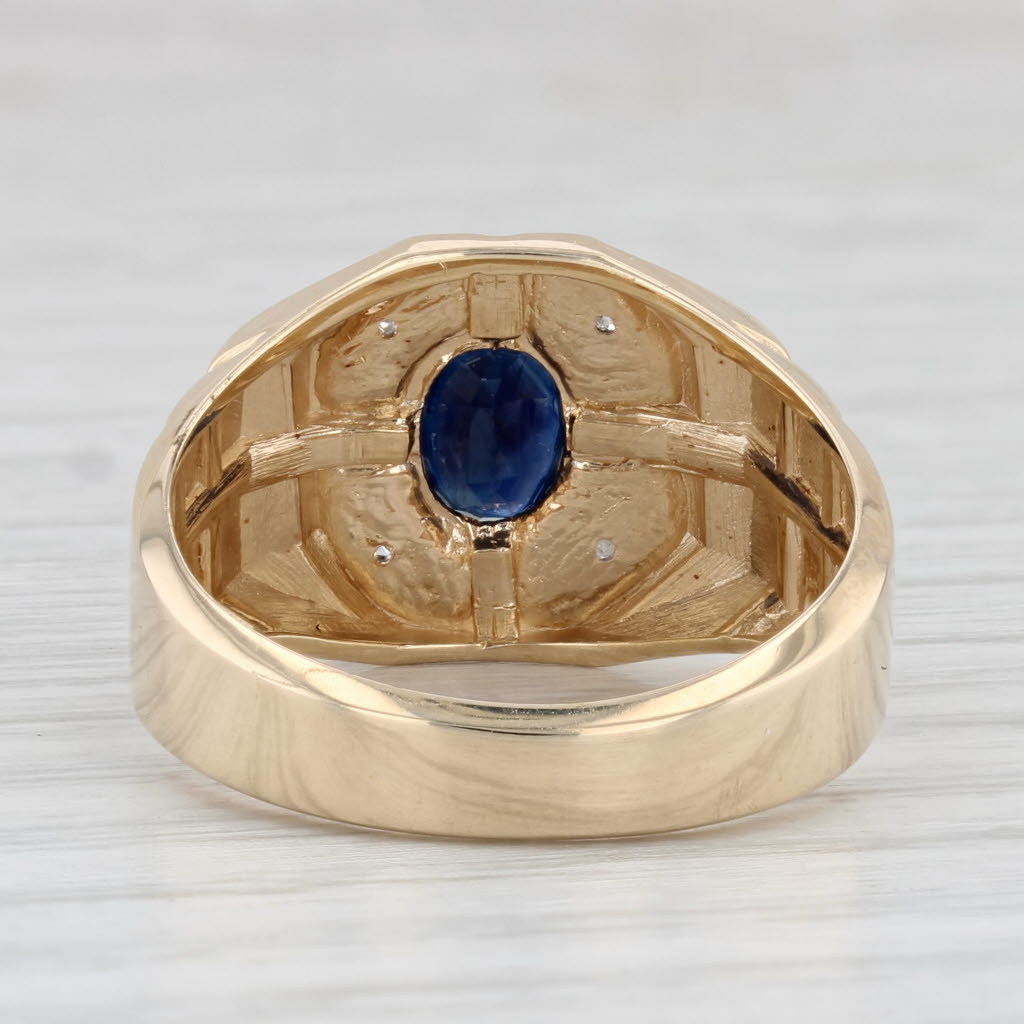 1.05ctw Blue Sapphire Diamond Ring 10k Yellow Gold Size 9.75