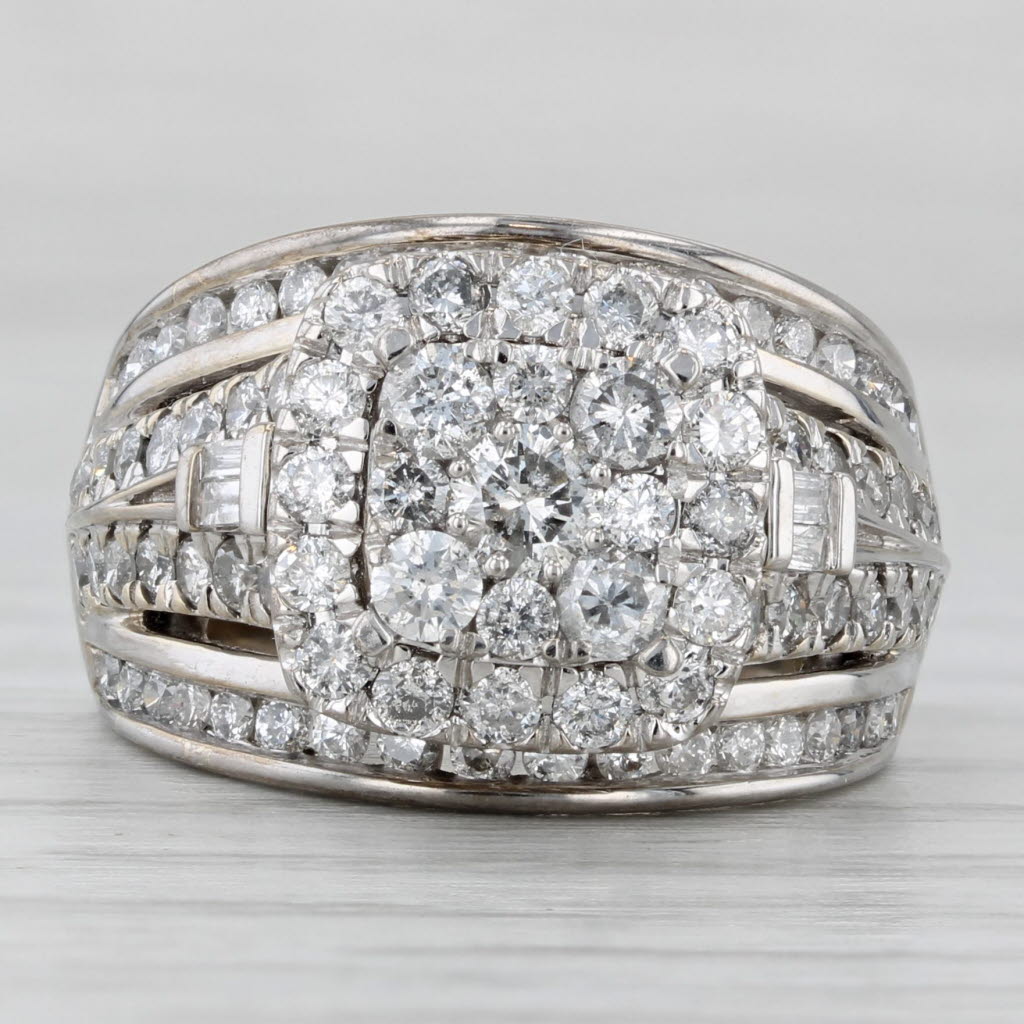 1.65ctw Diamond Halo Engagement Ring Soldered Bridal Set 14k White Gold Size 6