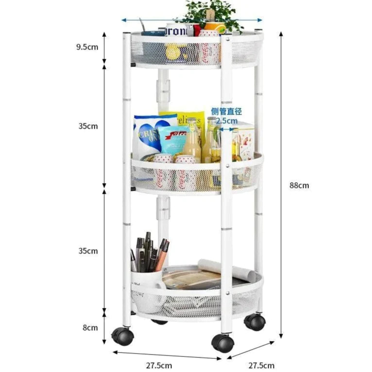 Three-Tier Foldable Kitchen Trolley