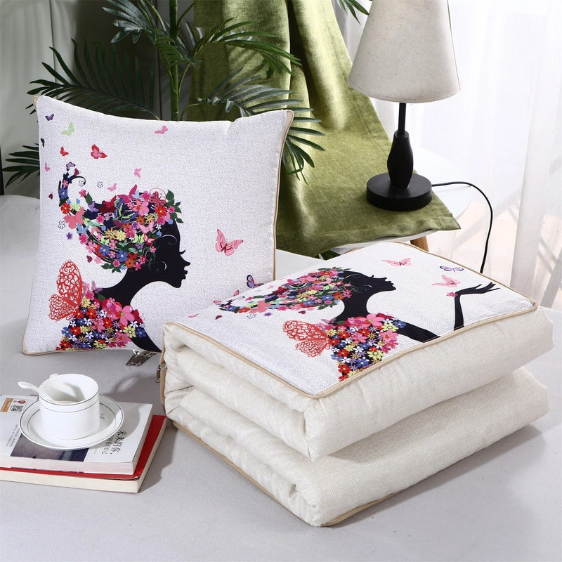 Pillow Quilt Dual-use Two-in-one Four-season Universal Car Thin Cushion Sleeping Blanket Activity Gift Printing