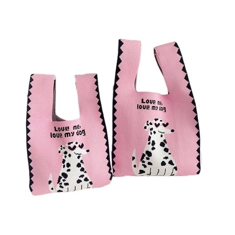 Women's Small Knit Animal Heart Shape Flower Cute Open Shopping Bags