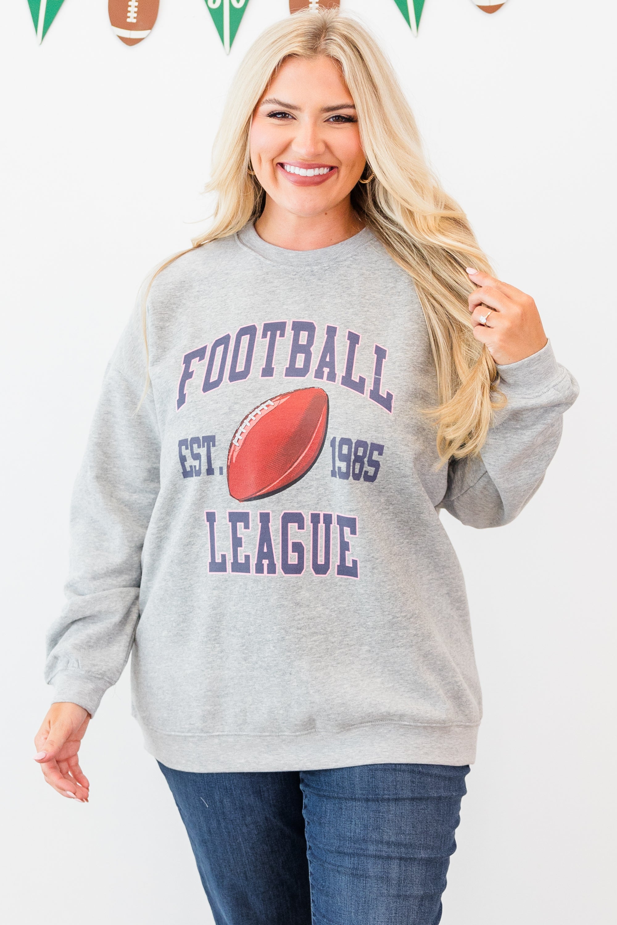 Cozy On Game Day Pullover. Heather Gray