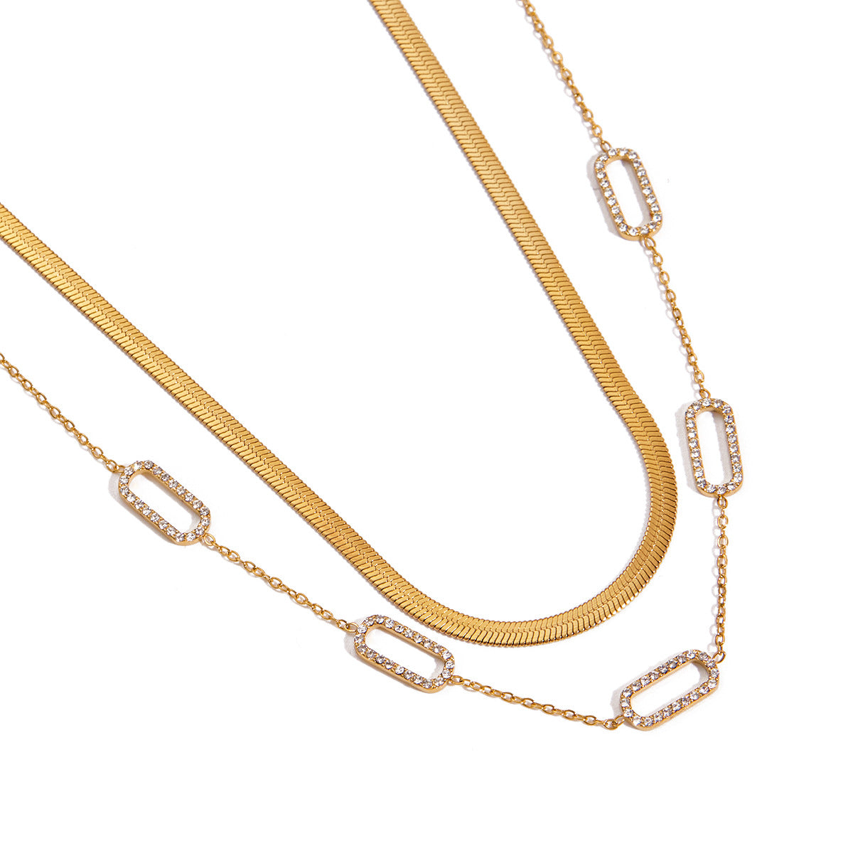 Stainless Steel Rhinestone Necklace Jewelry Clavicle Chain Hot Style Titanium Steel